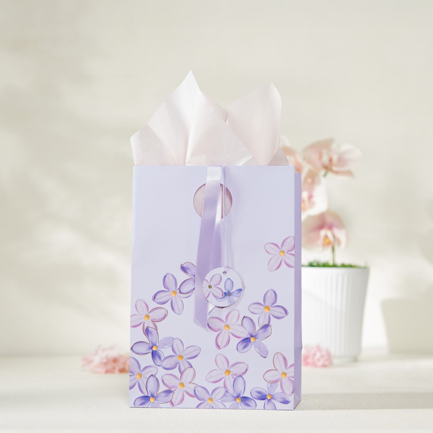Purple Lilac Floral Gift Bag